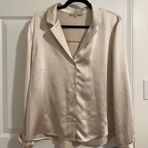 Monk & Lou White Silk Blouse - Size Large